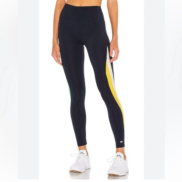 Splits59 Pierce High Waist Techflex 7/8 Legging Indigo, Copper & Yellow Size XS - Picture 2 of 11